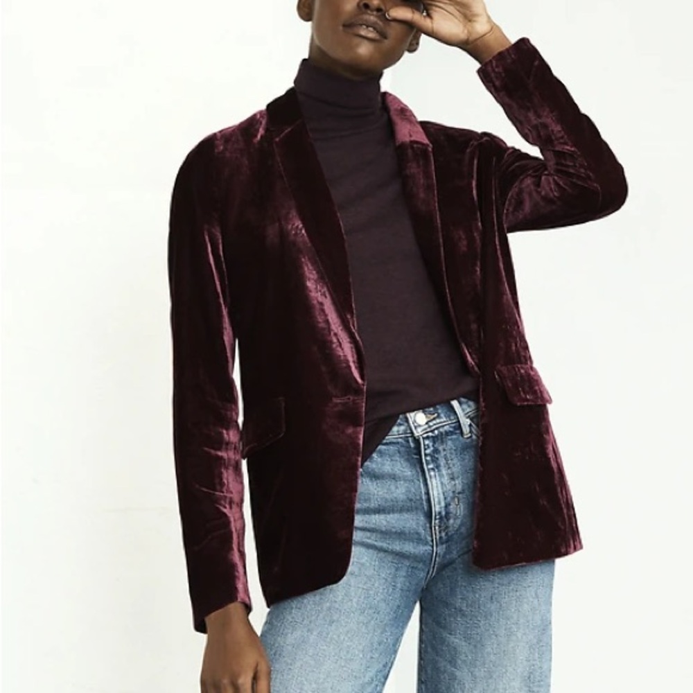 VELVET SOFT BLAZER Velvet Burgundy Blazer